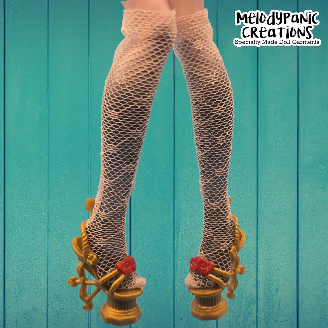 Polka Dot Knee-Length Mesh Socks